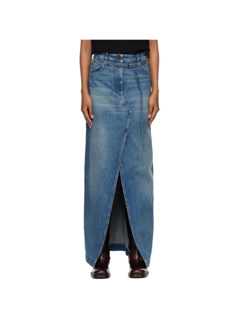 Dries Van Noten Blue Long Denim Maxi Skirt