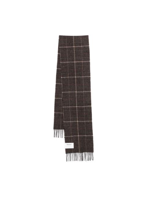 Barbour checked fringed scarf