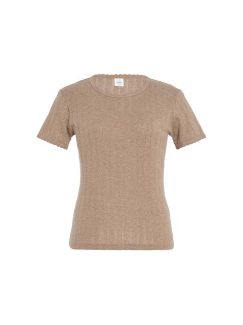 LESET Pointelle Slim Fit Tee brown
