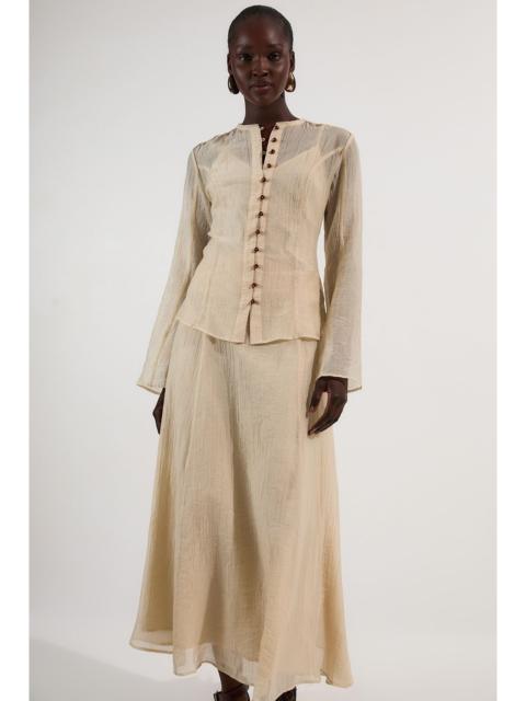 KAREN MILLEN Crinkle Georgette Woven Maxi Skirt