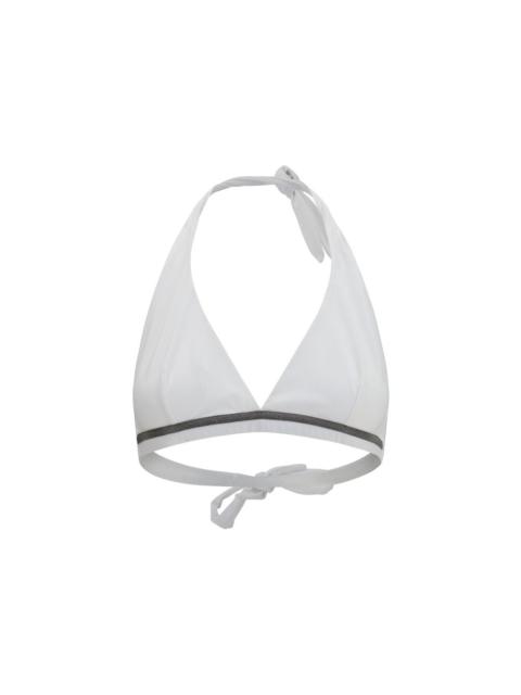 Brunello Cucinelli Brunello Cucinelli Monili-Embellished Tech Jersey Bikini Top — White
