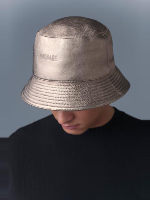 WOLFFE-NV Leather Bucket Hat with Debossed Logo