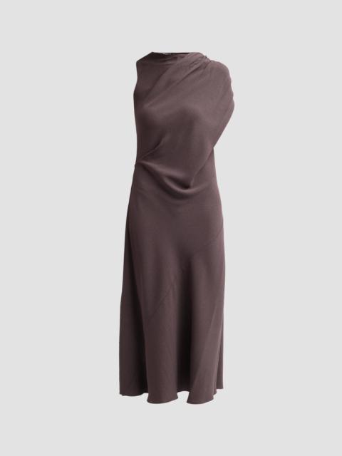 Theory Women's Twisted Shoulder Midi Dress - Cacao