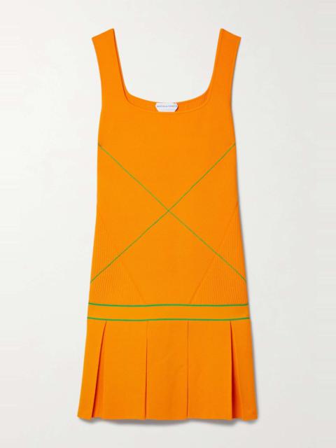 Bottega Veneta Pleated embroidered knitted mini dress