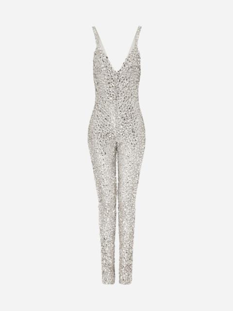 Dolce & Gabbana Marquisette jumpsuit with all-over rhinestone embellishment