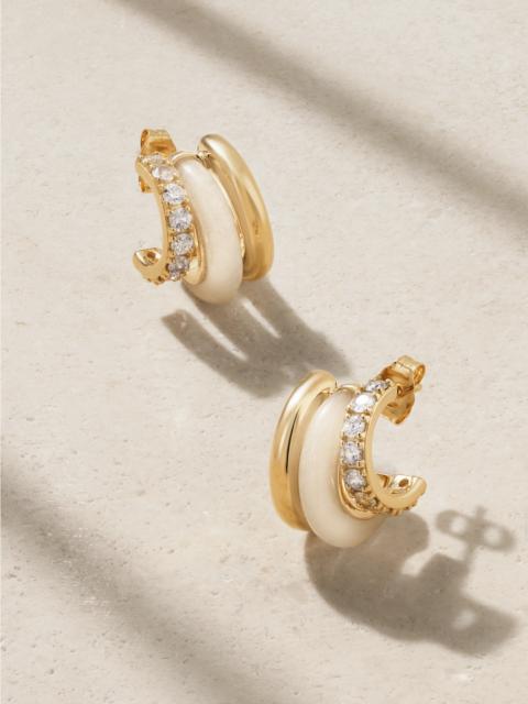 By Pariah Triple Hoops 14-karat Recycled Gold, Jasper And Diamond Hoop Earrings