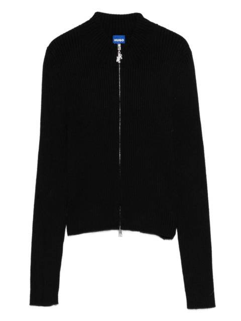 HUGO zip-up ribbed cardigan
