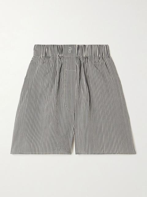 The Frankie Shop Lui embroidered striped woven shorts Black