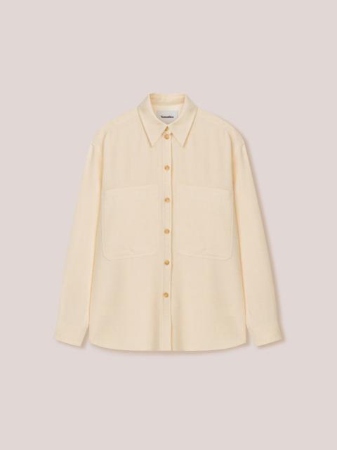 FABIAN - Silk-viscose-tweed oversized shirt - Creme