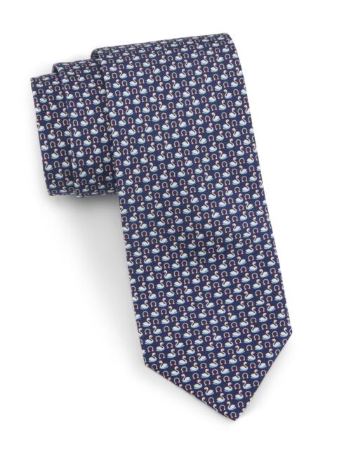 FERRAGAMO Men's Zarina Swan Tie - Navy
