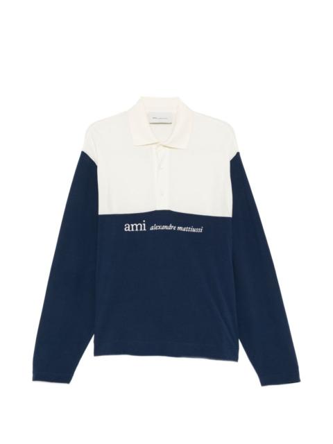 AMI Paris colourblock long-sleeve polo shirt