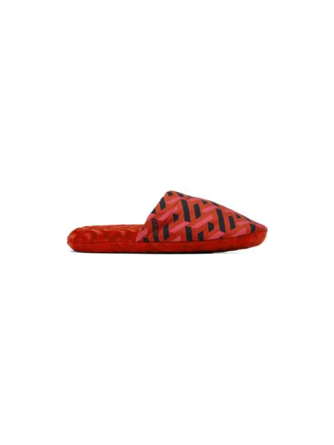 VERSACE Red Greca Slippers