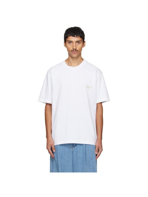 SOLID HOMME White Solid Back Logo T-shirt
