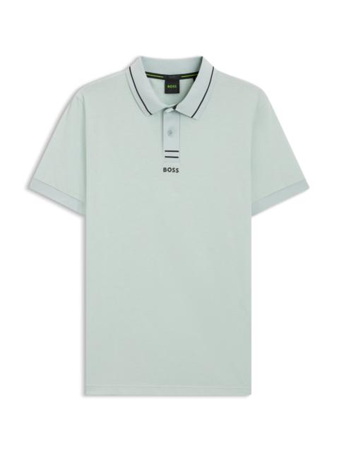 BOSS CENTRED-LOGO SLIM-FIT POLO SHIRT IN COTTON PIQUÉ