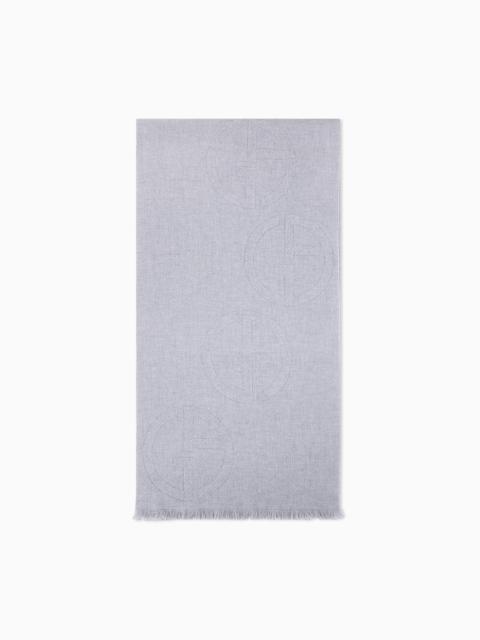 GIORGIO ARMANI STOLE NEW NORMAL IN WOOL WITH SCATTERED JACQUARD LOGO