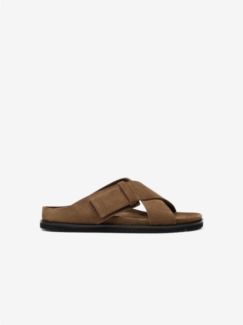CORNELIANI Light brown sandals with suede crossover straps