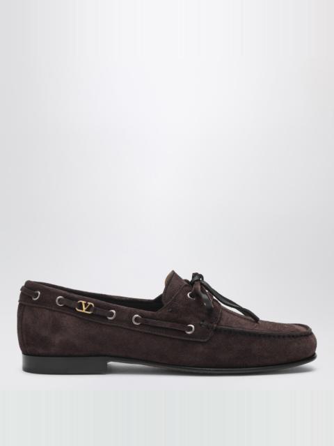 Valentino Brown suede lace-up loafers