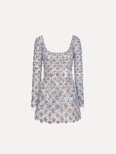 Oscar de la Renta CRYSTAL & GLASS EMBROIDERED COCKTAIL DRESS