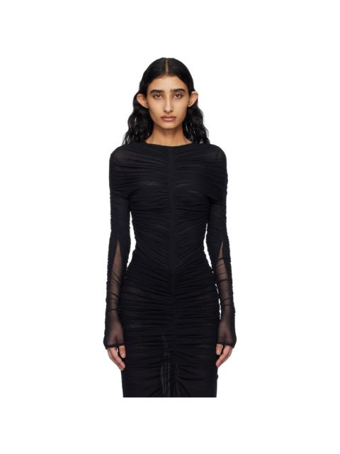 MUGLER Black Ruched Bodysuit