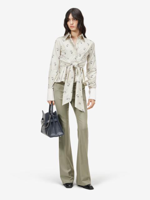Alexander McQueen Women's Taffeta Rose Jacquard Self-tie Shirt in Light Green