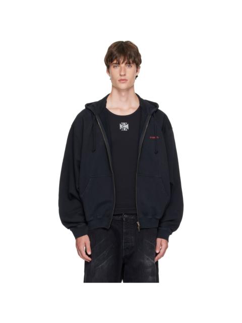 VETEMENTS Black Classic Logo Zip Up Hoodie