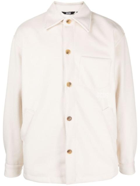 GCDS logo-embroidered button-up jacket