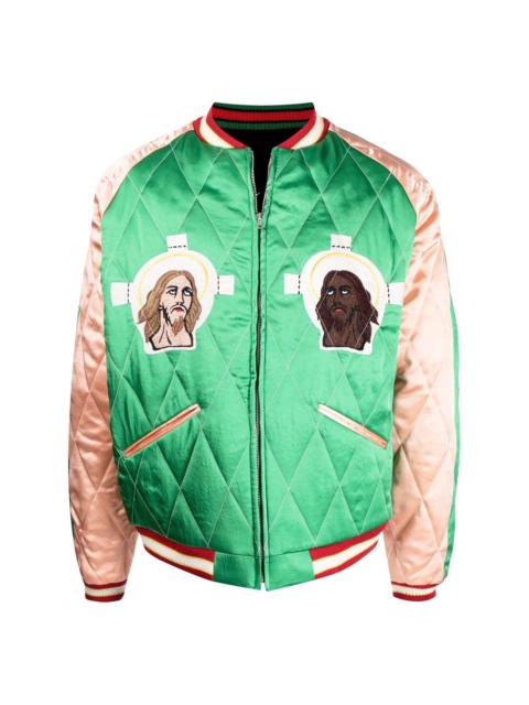 SAINT M×××××× embroidered-slogan bomber jacket