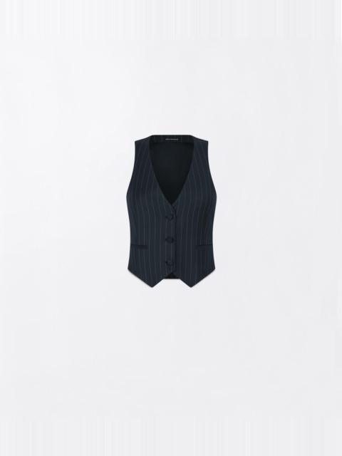 TOM FORD CHALK STRIPE WOOL MOHAIR WAISTCOAT