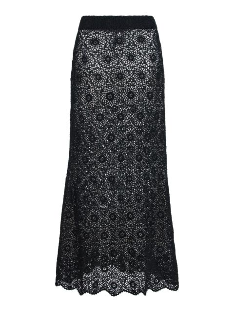 NILI LOTAN Nika Crochet Cotton Maxi Skirt black