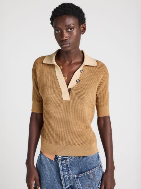 JW Anderson WOMENS KNITTED POLO TOP IN BUTTERSCOTCH