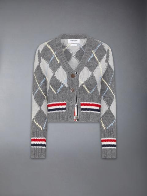 Thom Browne ARGYLE INTARSIA MERINO WOOL SHRUNKEN CARDIGAN