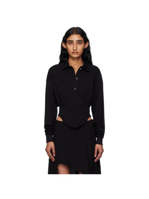 MUGLER Black Corseted Polo