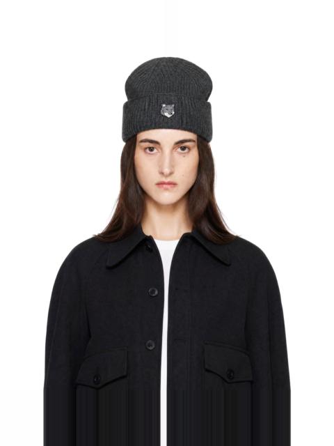 Maison Kitsuné Gray Fox Head Large Beanie
