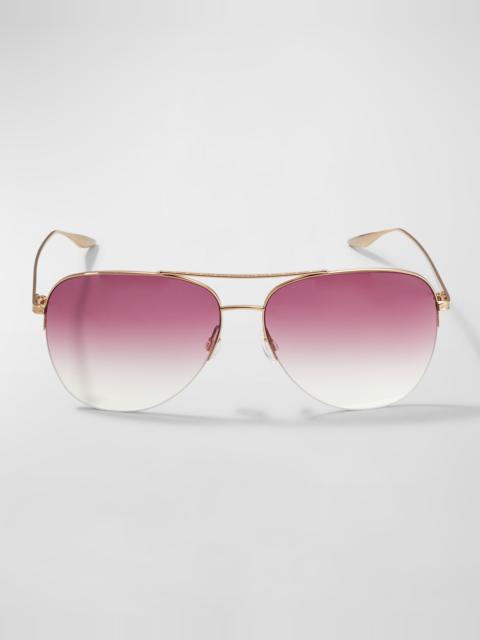 BARTON PERREIRA Chevalier Semi-Rimless Metal Aviator Sunglasses
