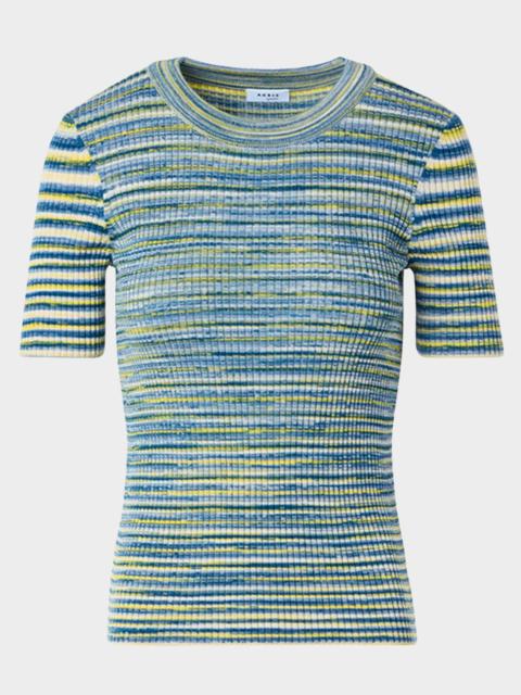 AKRIS Merino Rib Short-Sleeve Sweater