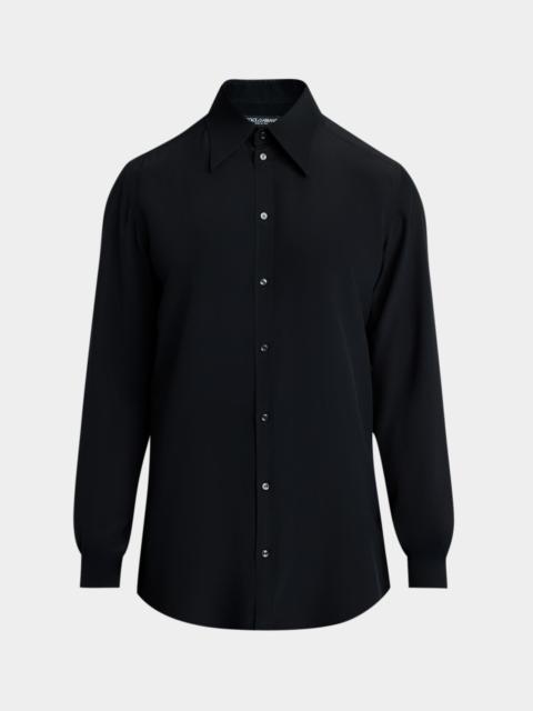 Dolce & Gabbana Men's Point-Collar Silk Button-Down Shirt