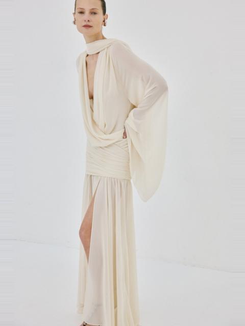 De La Vali AURELION MAXI DRESS IN WARM IVORY CHIFFON