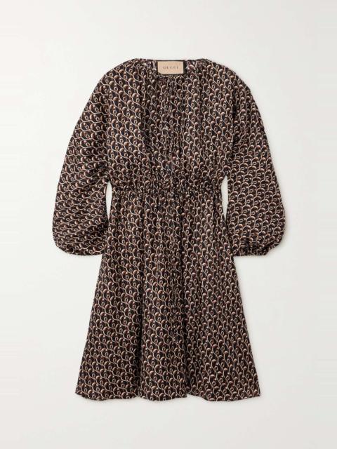 GUCCI Printed silk-twill mini dress