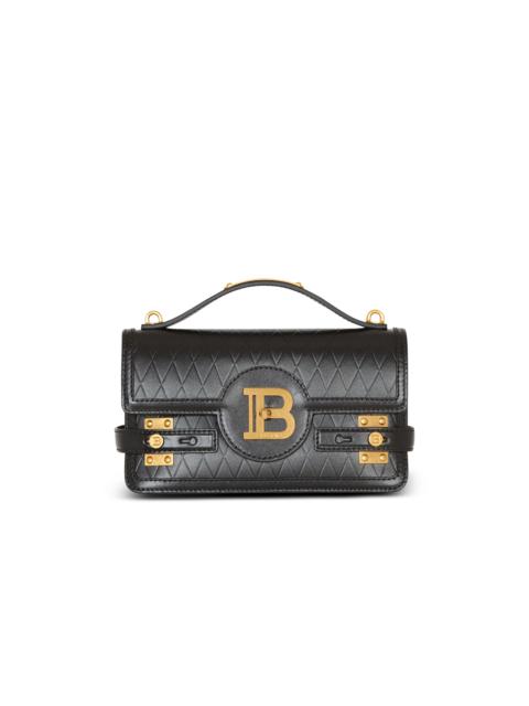 Balmain B-Buzz Shoulder 24 bag in grid-embossed calfskin