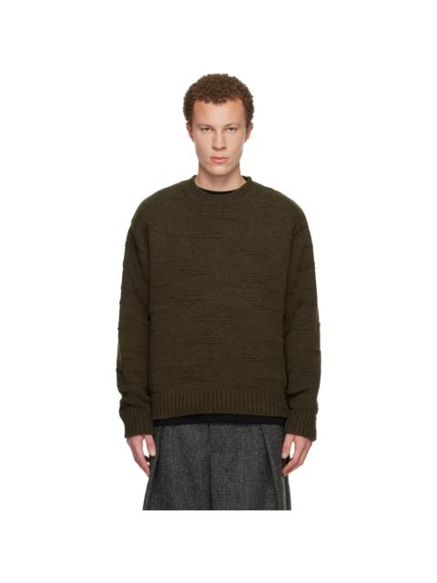 Wooyoungmi Khaki Textured Stripe Wool Sweater