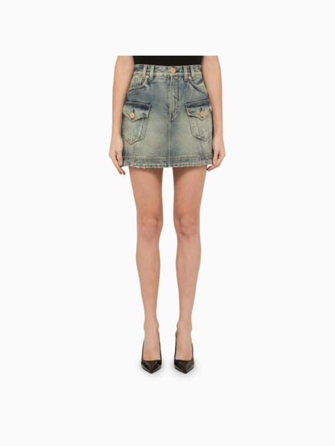 Washed-out denim miniskirt