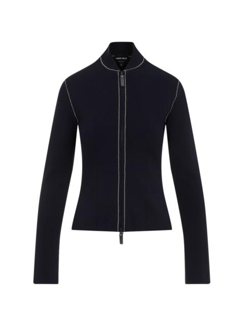 GIORGIO ARMANI contrast-stitching zip-up jacket