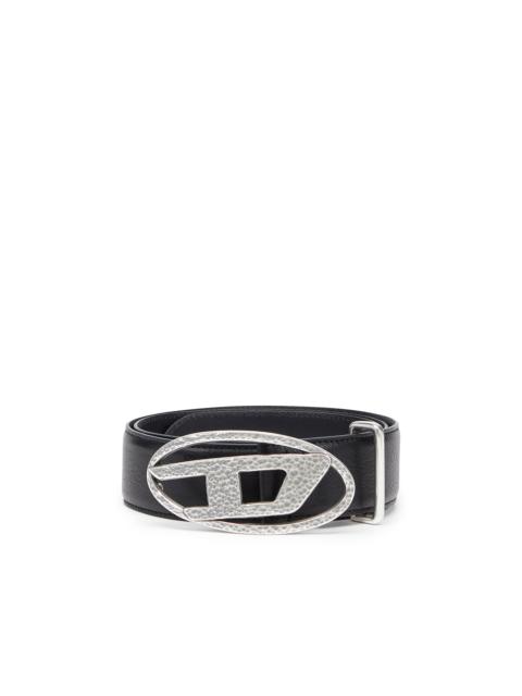 Diesel 4CM LEATHER BELT WITH HAMMERED OVAL D BUCKLE