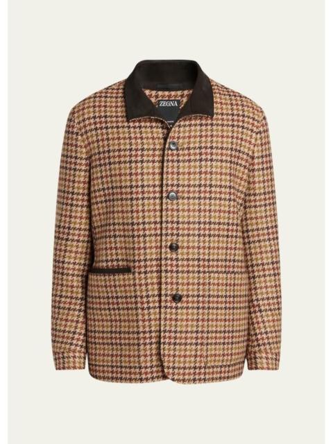 ZEGNA Men's Cashmere Houndstooth Shirt Jacket