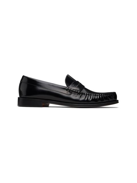 TOM FORD Black Burnished Leather Penny Loafers