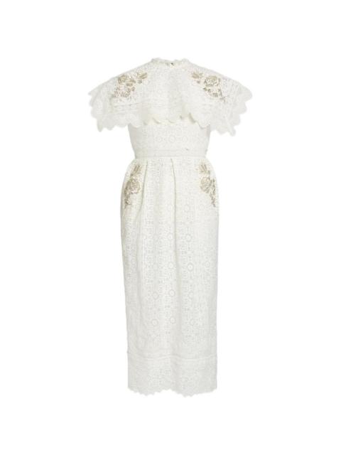 embroidered guipure midi dress