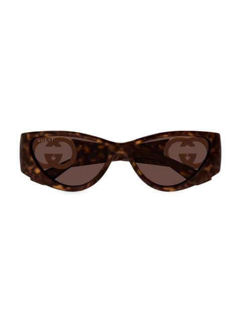 GUCCI Women's Hailey 55MM Cat Eye Sunglasses - Havana Brown