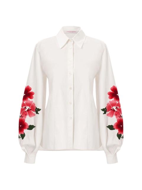 CAROLINA HERRERA floral-embroidered puff-sleeve shirt