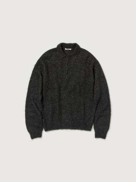 AURALEE BRUSHED SUPER KID MOHAIR KNIT POLO