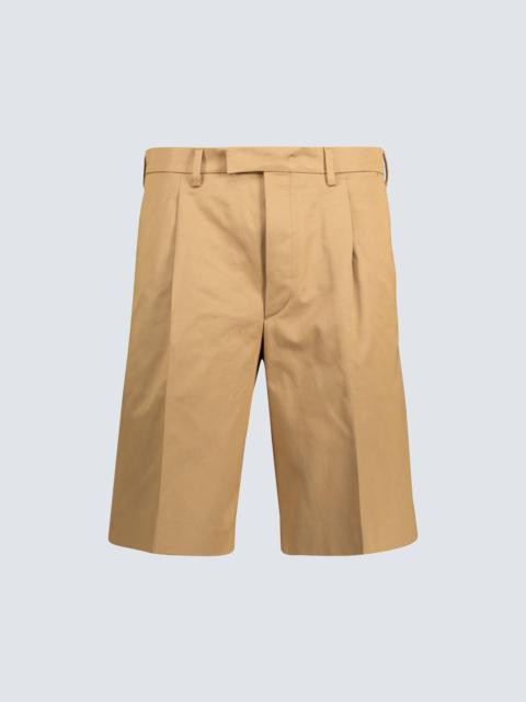 Prada Pleated cotton-twill shorts